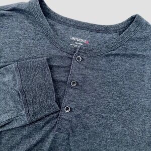 UNTUCKit Albariño Long Sleeve Henley Shirt Men's XX Large Dark Gray Cotton Blend